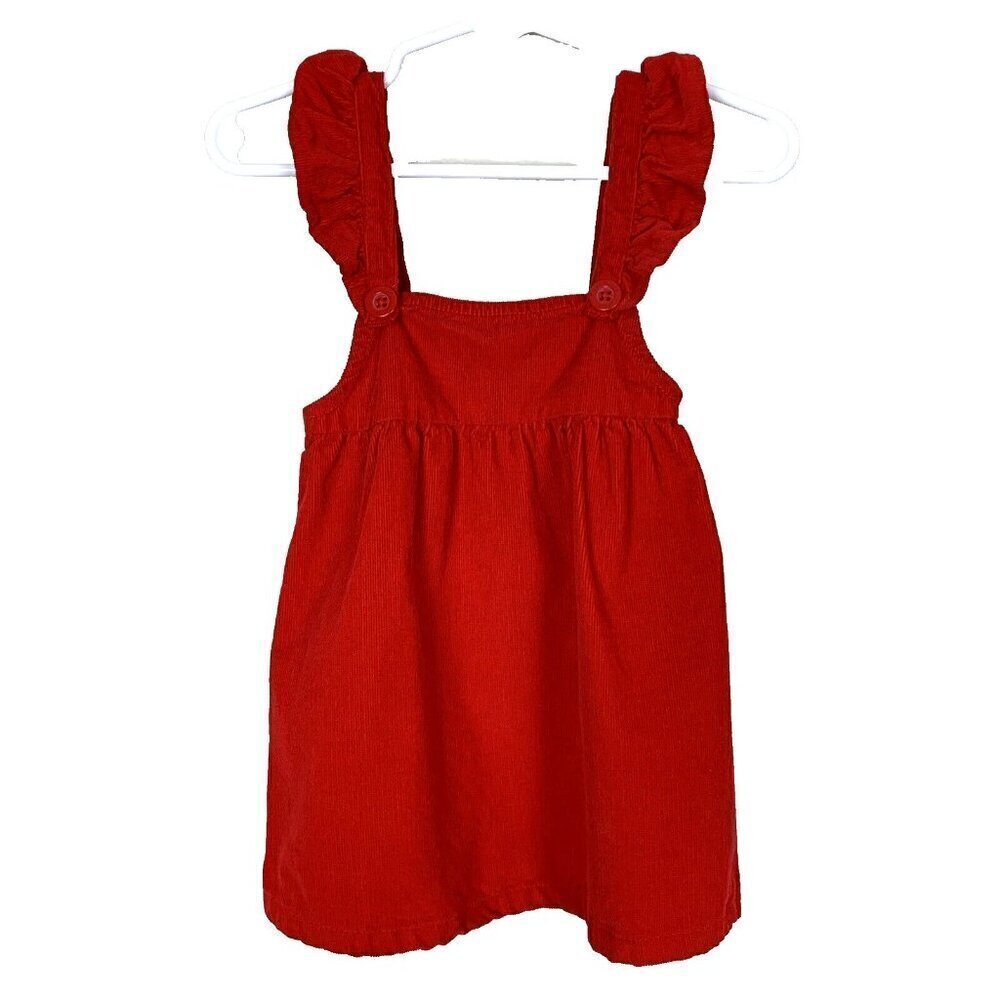 Cat & Jack Corduroy Dress Red Sleeveless Ruffle Sleeve Baby Girls 12 Months
